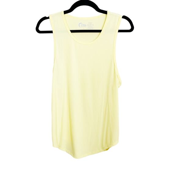 Zyia Active Ribbed Parallel Tank Top Yellow Large L Crew Neck Workout Stretch - Picture 1 of 9